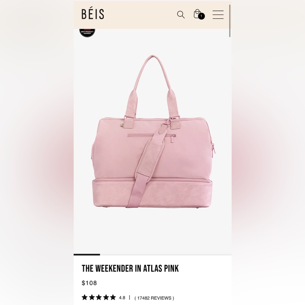 BEIS Atlas Pink Travel Bag
